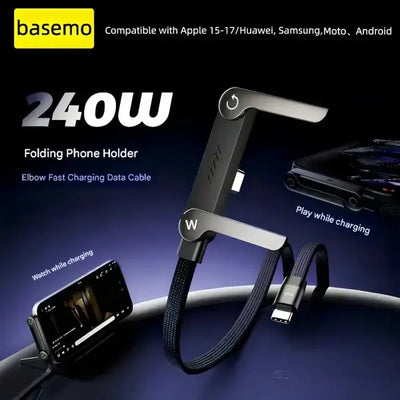 240W SuperCharge 360° Rotating Invisible Stand Detachable 2-in-1 Charging Cable