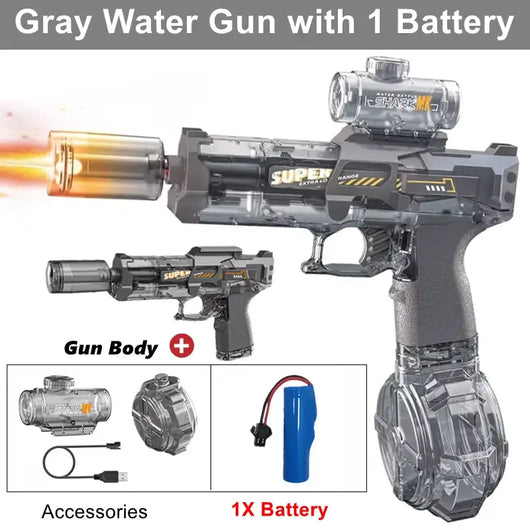 Electric Toy Water Gun with Flame Light Effects