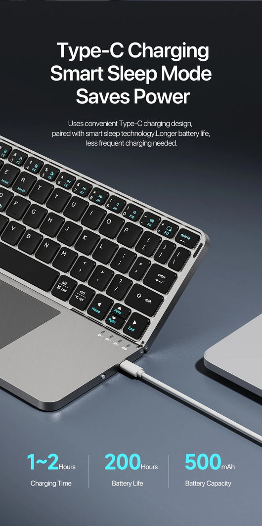 Foldable Wireless Keyboard with Touchpad