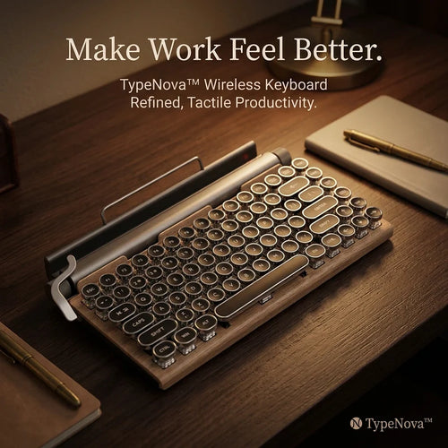 TypeNova Retro Wireless Keyboard for Focused Work