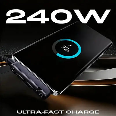 240W SuperCharge 360° Rotating Invisible Stand Detachable 2-in-1 Charging Cable