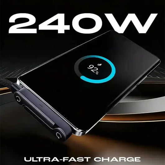 240W SuperCharge 360° Rotating Invisible Stand Detachable 2-in-1 Charging Cable